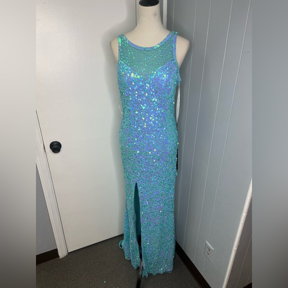 Primavera Couture Sparkling Sky Blue Gown - Picture 2 of 9